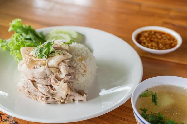 Fast Food Chicken rice steam of Thailand. — Stock Photo, Image