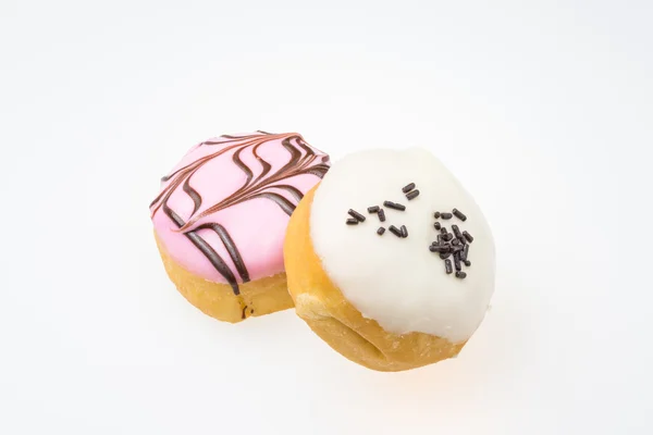 Donut con sabor a fresa y donut con sabor a chocolate blanco —  Fotos de Stock