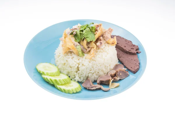 Тайська їжа швидкого харчування, парова курка з рисом — стокове фото