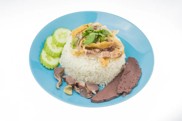 Тайська їжа швидкого харчування, парова курка з рисом — стокове фото