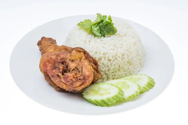 Comida tailandesa comida rápida, Pollo al vapor con arroz —  Fotos de Stock
