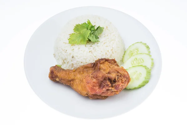 Thai ruoka pikaruokaa, Steam Chicken riisin kanssa — kuvapankkivalokuva