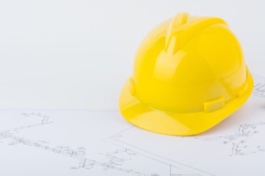 Sarı kask ve çizim planı