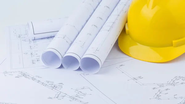 Sarı kask ve çizim planı