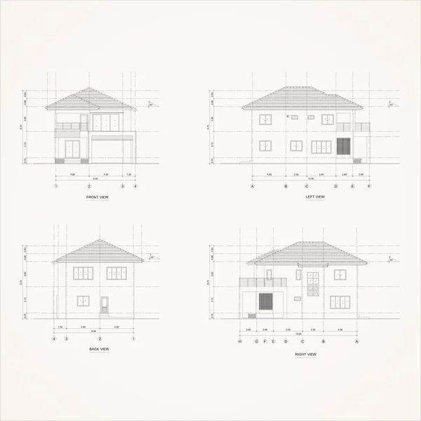 4 elevation house Drawing — Stock Photo, Image