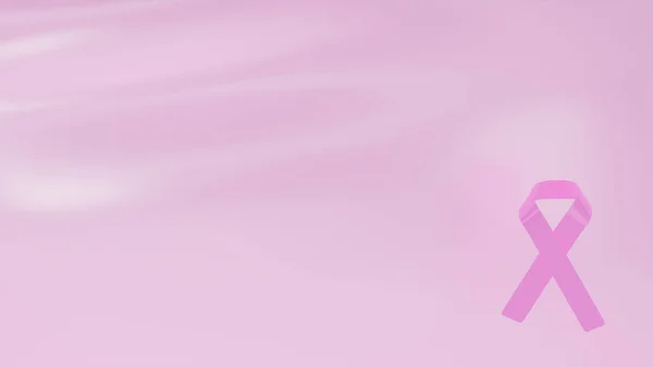 Růžová Stuha Symbol Povědomí Rakovině Prsu Měsíc Rohu Abstraktním Růžovém — Stock fotografie