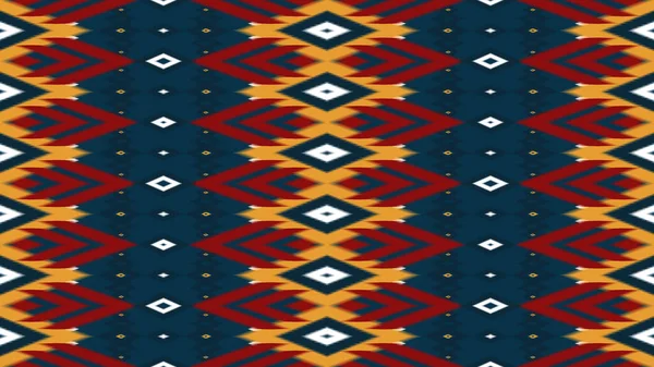 Rosso Giallo Navy Asiatico Etnico Geometrico Orientale Ikat Senza Soluzione — Vettoriale Stock