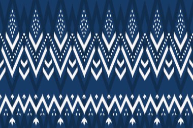 Mavi tonlu, Asyalı, etnik geometrik, doğuya özgü, kusursuz, geleneksel bir model. Arkaplan, halı, duvar kağıdı arka plan, kıyafet, ambalaj, batik, kumaş için tasarım. Nakış stili. vektör