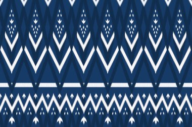 Lacivert tonlu Asyalı etnik geometrik doğuya özgü kusursuz geleneksel model. Arkaplan, halı, duvar kağıdı arka plan, kıyafet, ambalaj, batik, kumaş için tasarım. Nakış stili. vektör