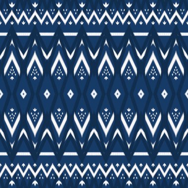 Lacivert tonlu Asyalı etnik geometrik doğuya özgü kusursuz geleneksel model. Arkaplan, halı, duvar kağıdı arka plan, kıyafet, ambalaj, batik, kumaş için tasarım. Nakış stili. vektör