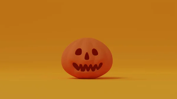 Pomarańczowa Uśmiechnięta Dynia Odizolowana Żółtym Tle Latarnia Jacka Szczęśliwej Dekoracji — Zdjęcie stockowe