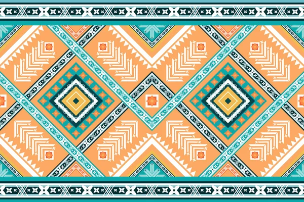 Leuchtend Orange Grün Weben Ethnisch Geometrische Orientalische Nahtlose Traditionelle Muster — Stockvektor