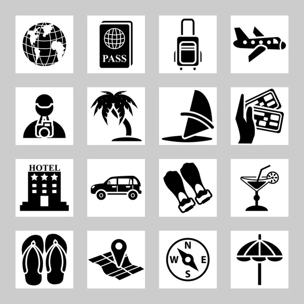 Conjunto de ícones vetoriais relacionados a viagens —  Vetores de Stock