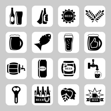 Bira vektör Icon set - şişe, bardak, bardak