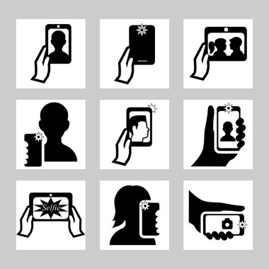 Selfie vektör simgeler kümesi ile ilgili