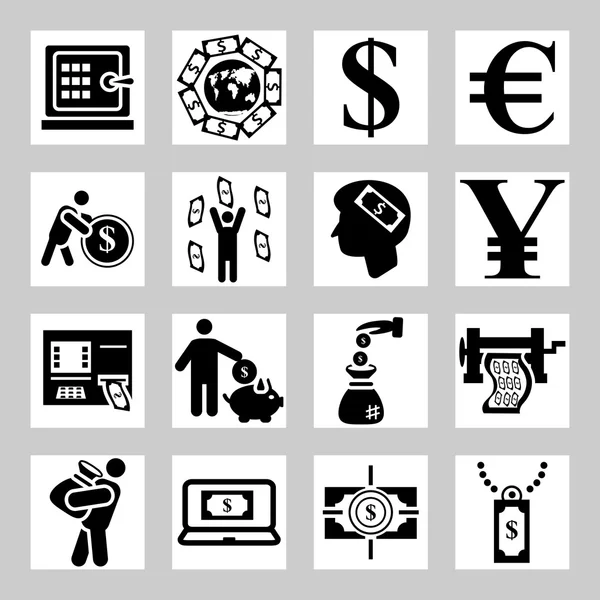 Geld en business pictogrammen — Stockvector