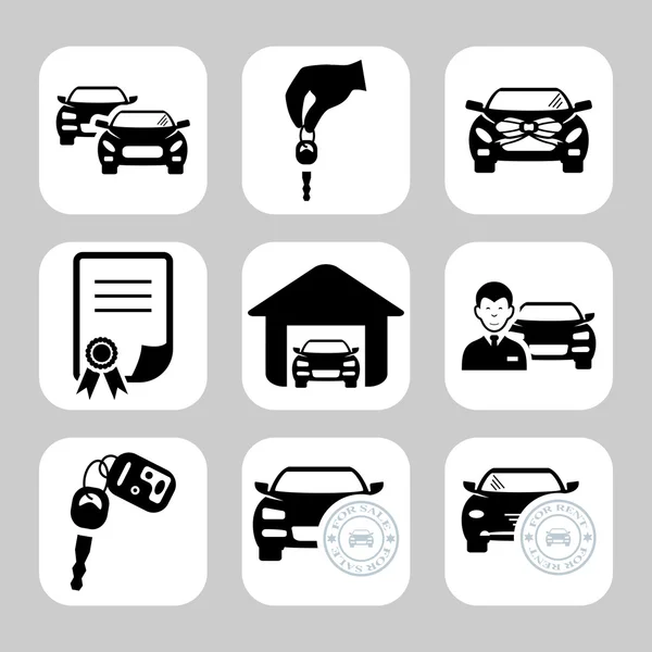 Iconos de concesionario de coches — Vector de stock