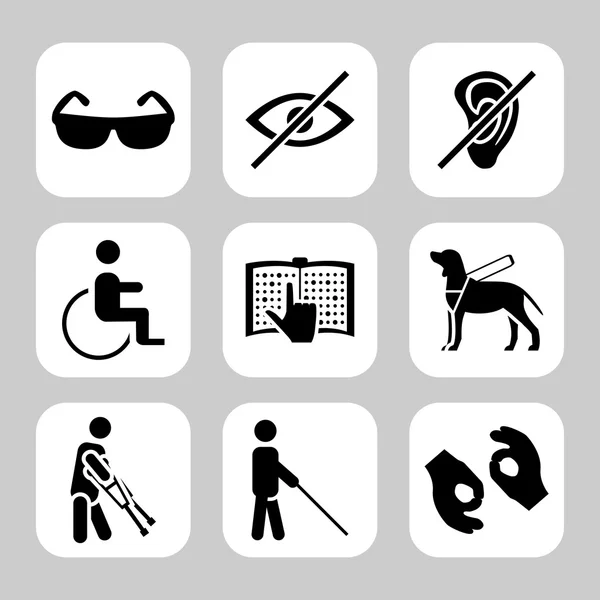 Conjunto de ícones vetoriais relacionados à deficiência física — Vetor de Stock