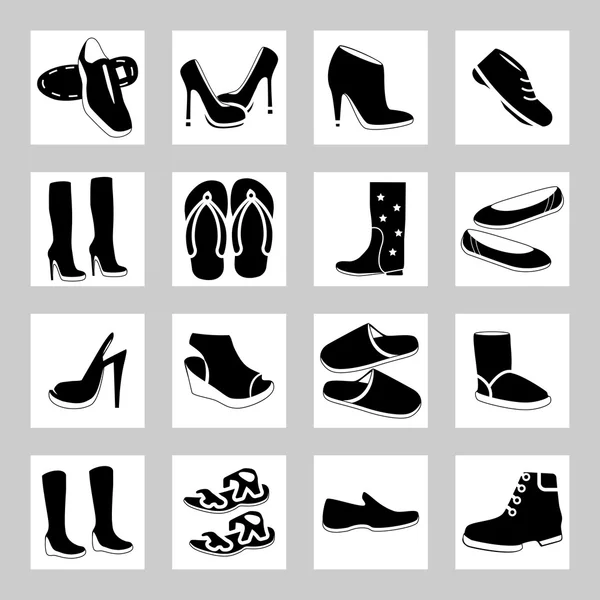 Ensemble d'icônes chaussures. Collection Silhouettes . — Image vectorielle