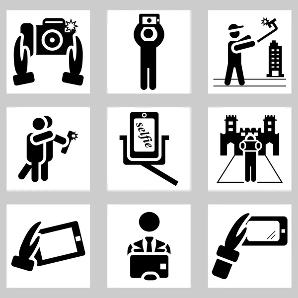 Conjunto de iconos vectoriales relacionados con selfies — Vector de stock