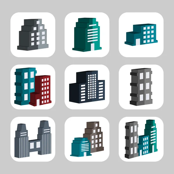 Vector buildings icons set — Stock Vector