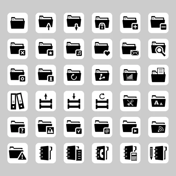 Carpeta vectorial relacionada gran conjunto de iconos — Vector de stock