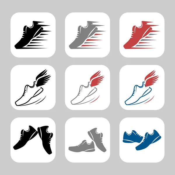 Vector icon set of sport shoes — Stock Vector