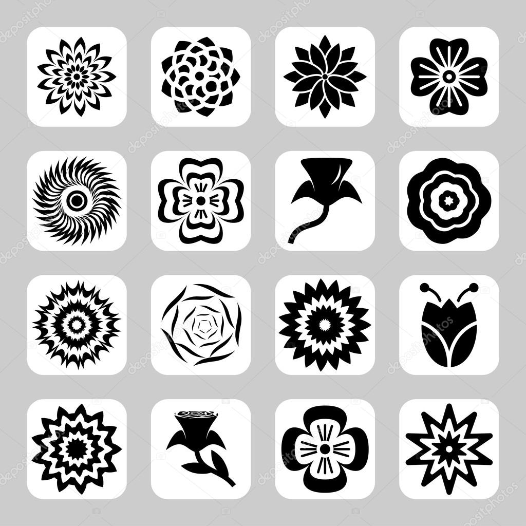 Flowers vector icon set