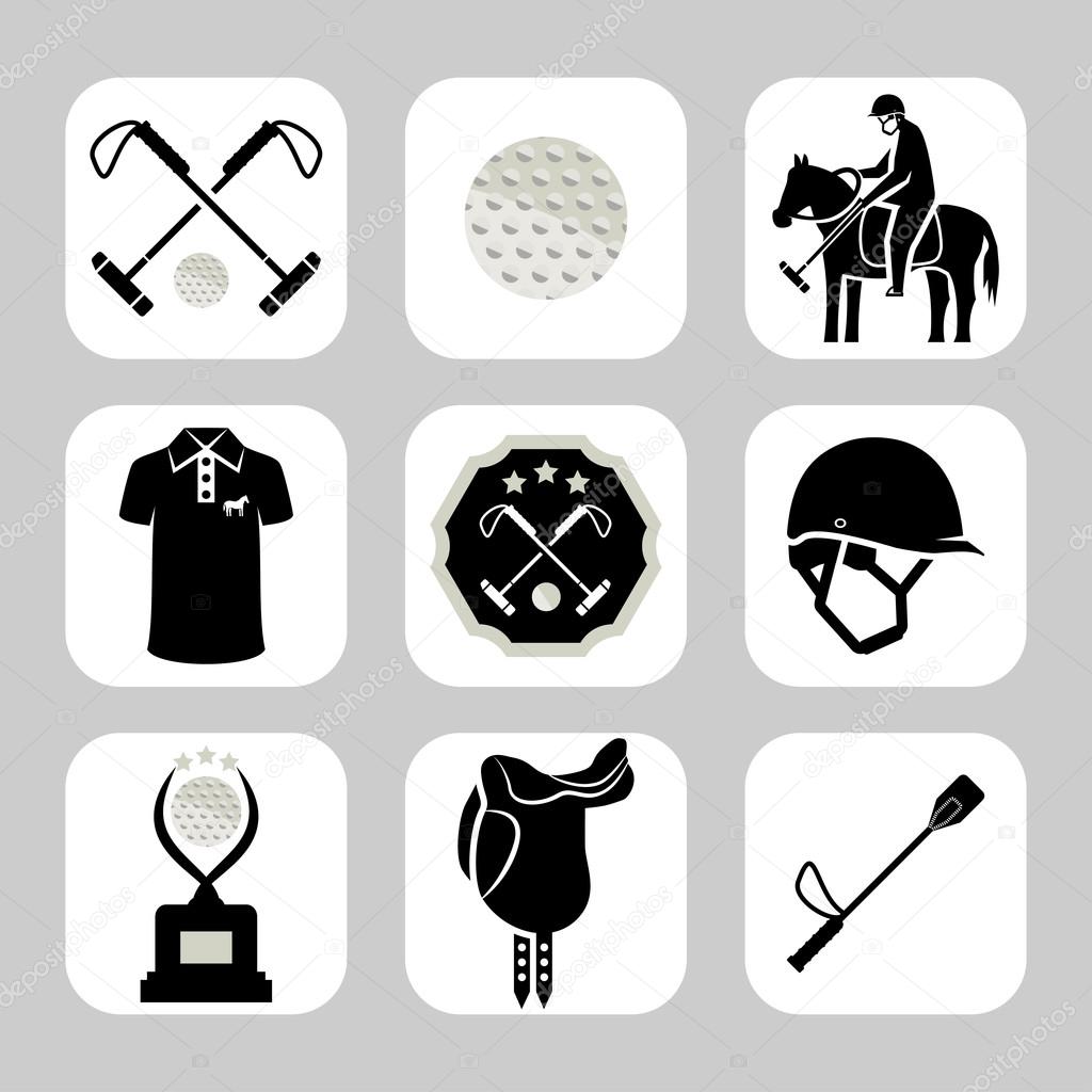 Vector polo related icon set