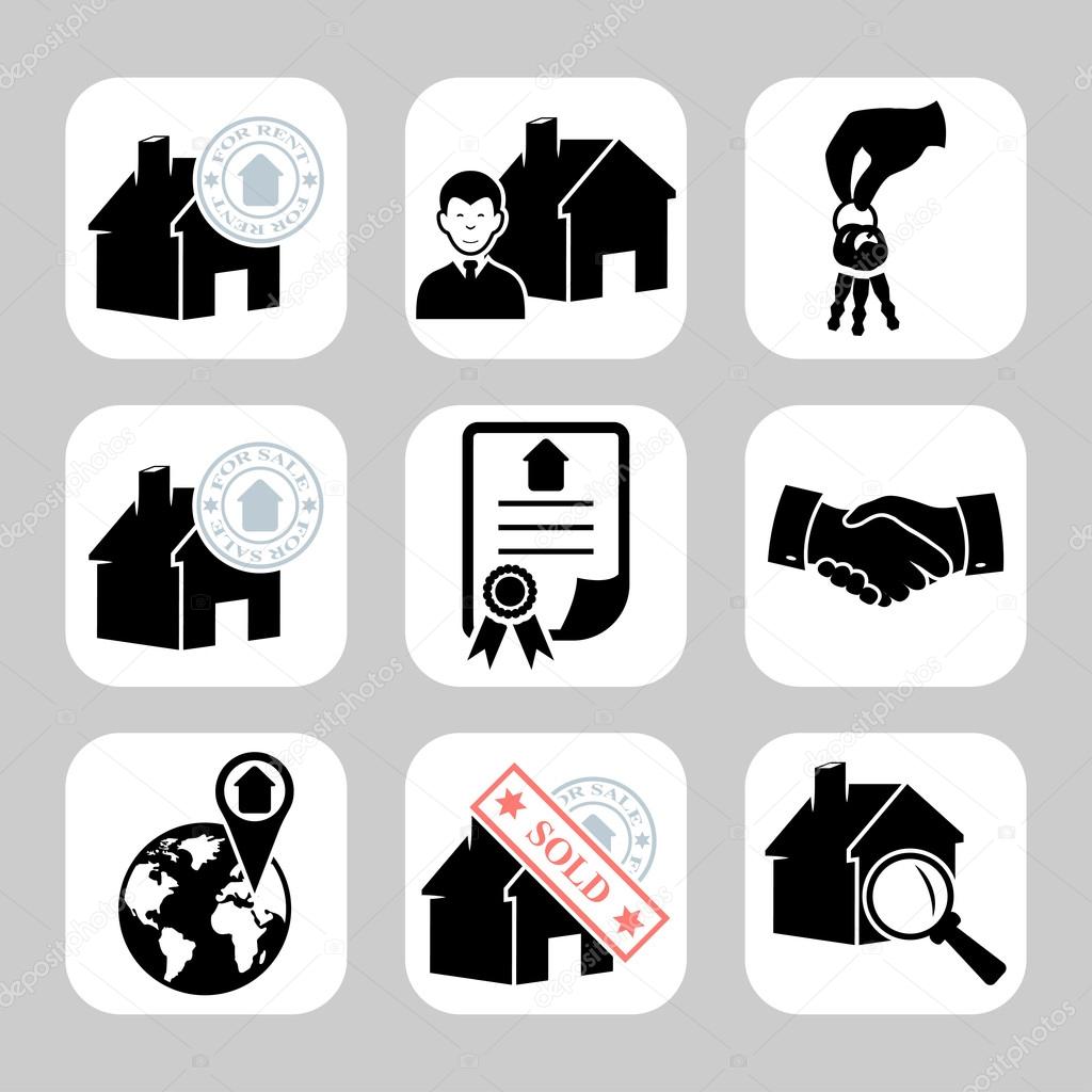 Real estate related vector icons set