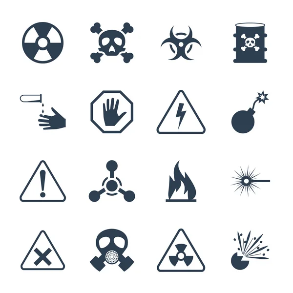 Vector hazard and danger icon set — Stock Vector