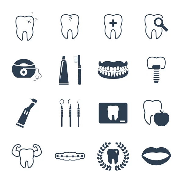 Conjunto de iconos de salud dental y dental — Vector de stock