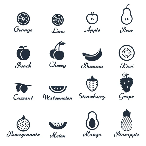 Juego de iconos de frutas — Vector de stock