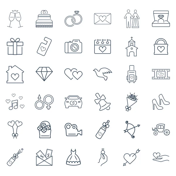 Düğün vektör Icon set