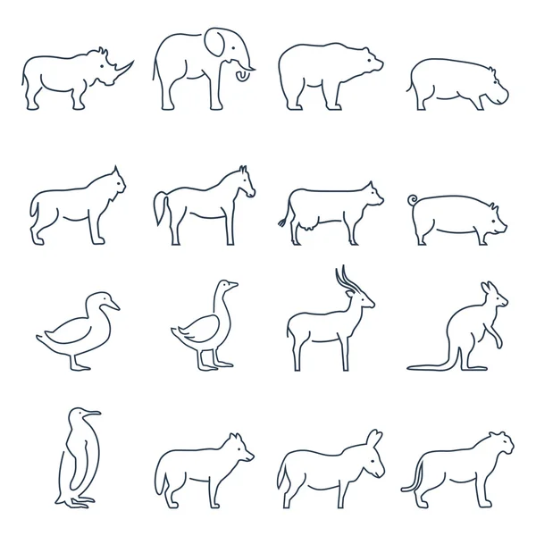 Zvířecí vektorové ikony. Prvky pro tisk, mobilní a webové aplikace — Stockový vektor