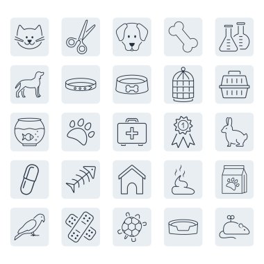 Evcil hayvan Icon set ince çizgi tarzı ile ilgili