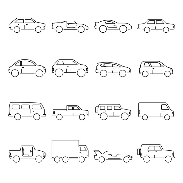 Esquema icono de colección de coches — Vector de stock