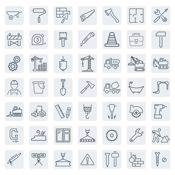 Outline web iconen set - bouw, bouw en home repair tools — Stockvector