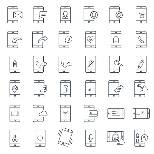 Mobiele functie overzicht pictogrammenset — Stockvector