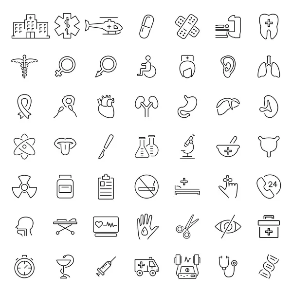 Medical related icon set in thin line style — Stock Vector
