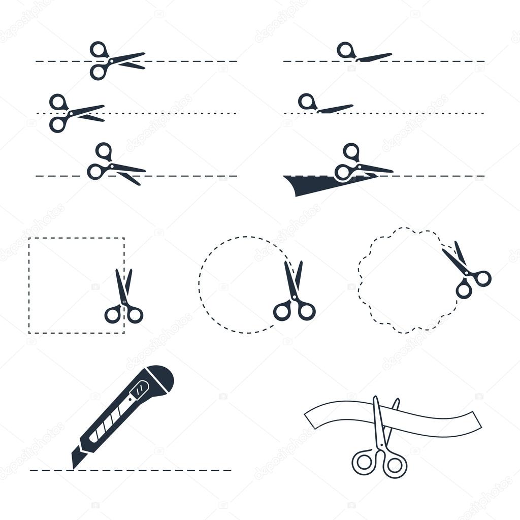 Vector scissors icon set