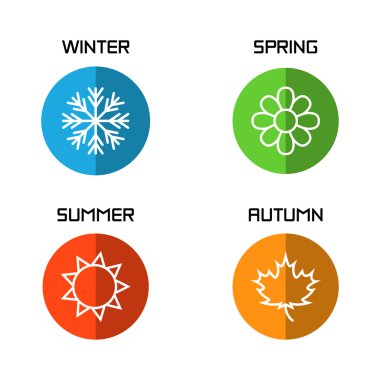  Kış, Bahar, yaz, Sonbahar sezonu ile afiş. Vektör çizim