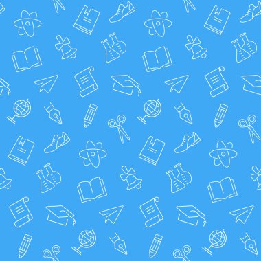 Okul nesne simgesi ve sembolleri ile sorunsuz arka plan. 