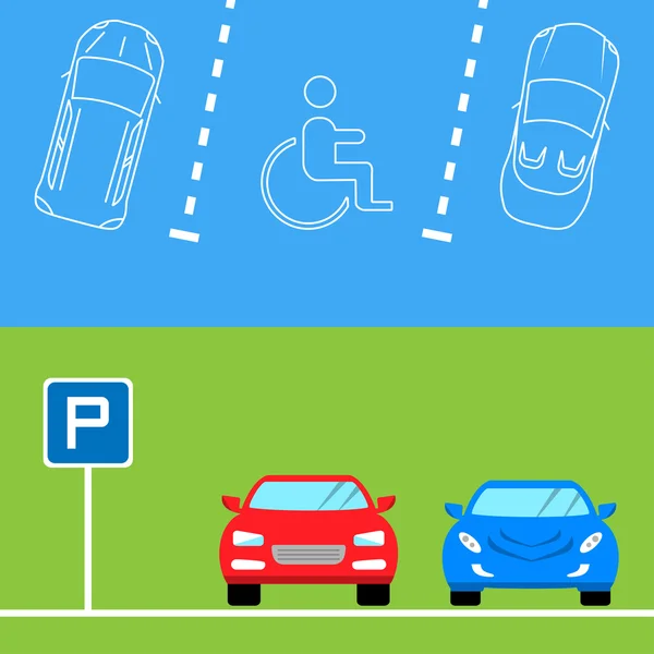 Banderas de estacionamiento en estilo plano, ilustración vectorial . — Vector de stock