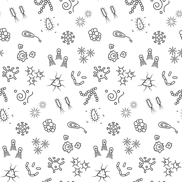 シームレスな細菌パターン。ベクトル図 — ストックベクタ