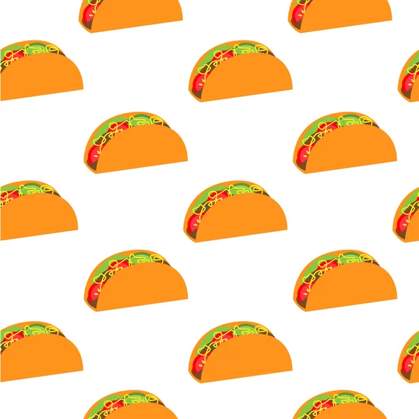 Modèle sans couture Tacos. Mexicano alimentaire . — Image vectorielle