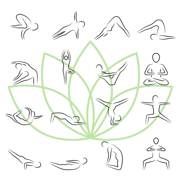Yoga Icon set içinde ince çizgi stili teşkil etmektedir.
