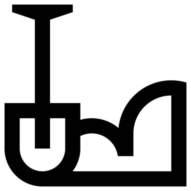 Kürek simgesi, beyaz arkaplanda çizgi vektör çizimi  