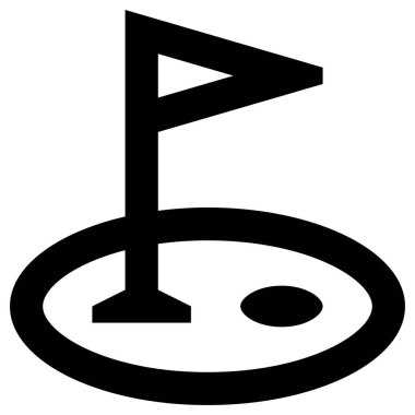 Bayrak direği simgesi, beyaz arkaplan üzerinde çizgi vektör çizimi  