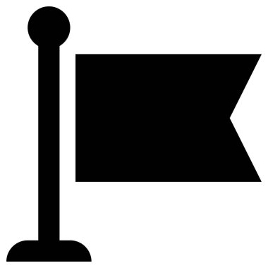 Bayrak direği simgesi, beyaz arkaplan üzerinde çizgi vektör çizimi  